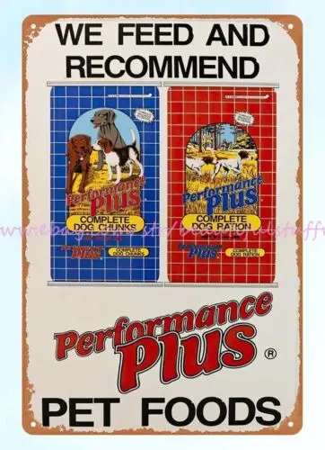 decorative wall dorm rooms Performance Plus Dog Food metal tin sign