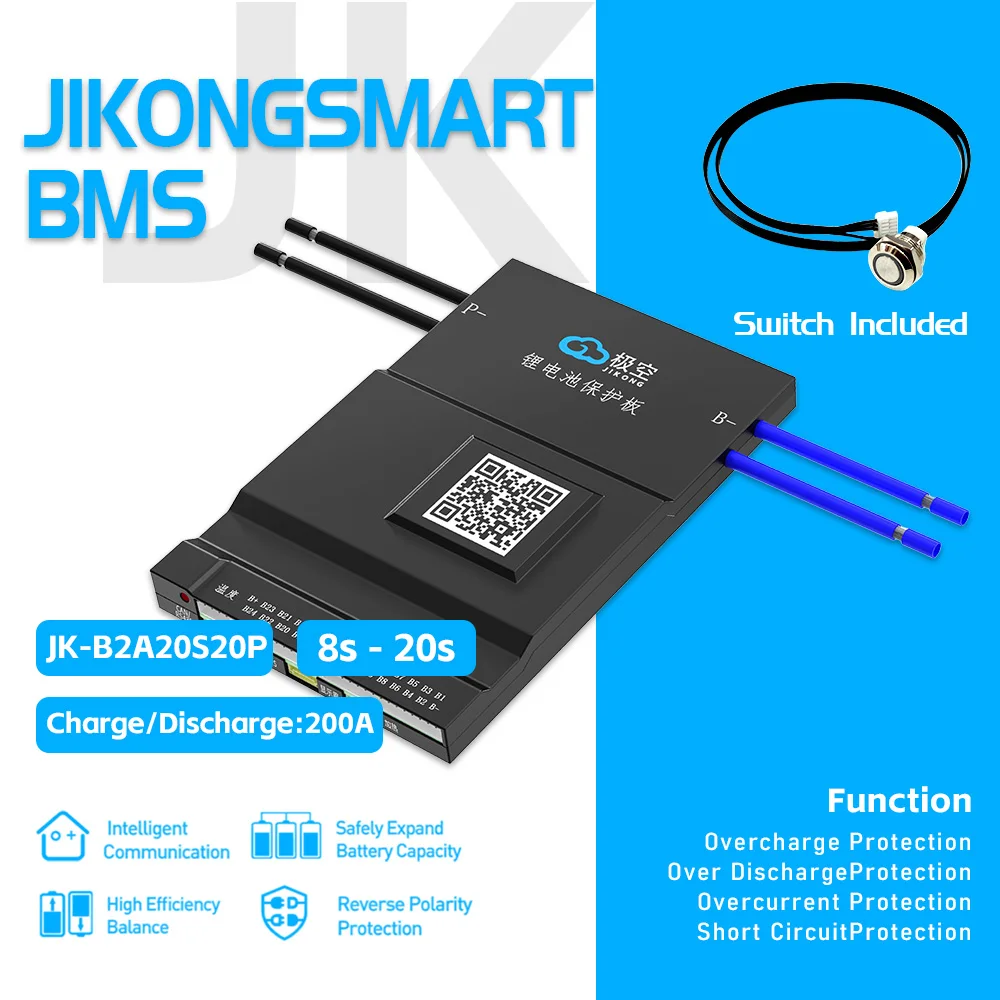 

JK BMS 200A JIKONG Smart BMS 8S 24V LiFePO4 Li-ion аккумулятор с Bluetooth и приложением JKBMS BD6A20S20P JK B2A24S20P 0.6A 2A Активный балансир