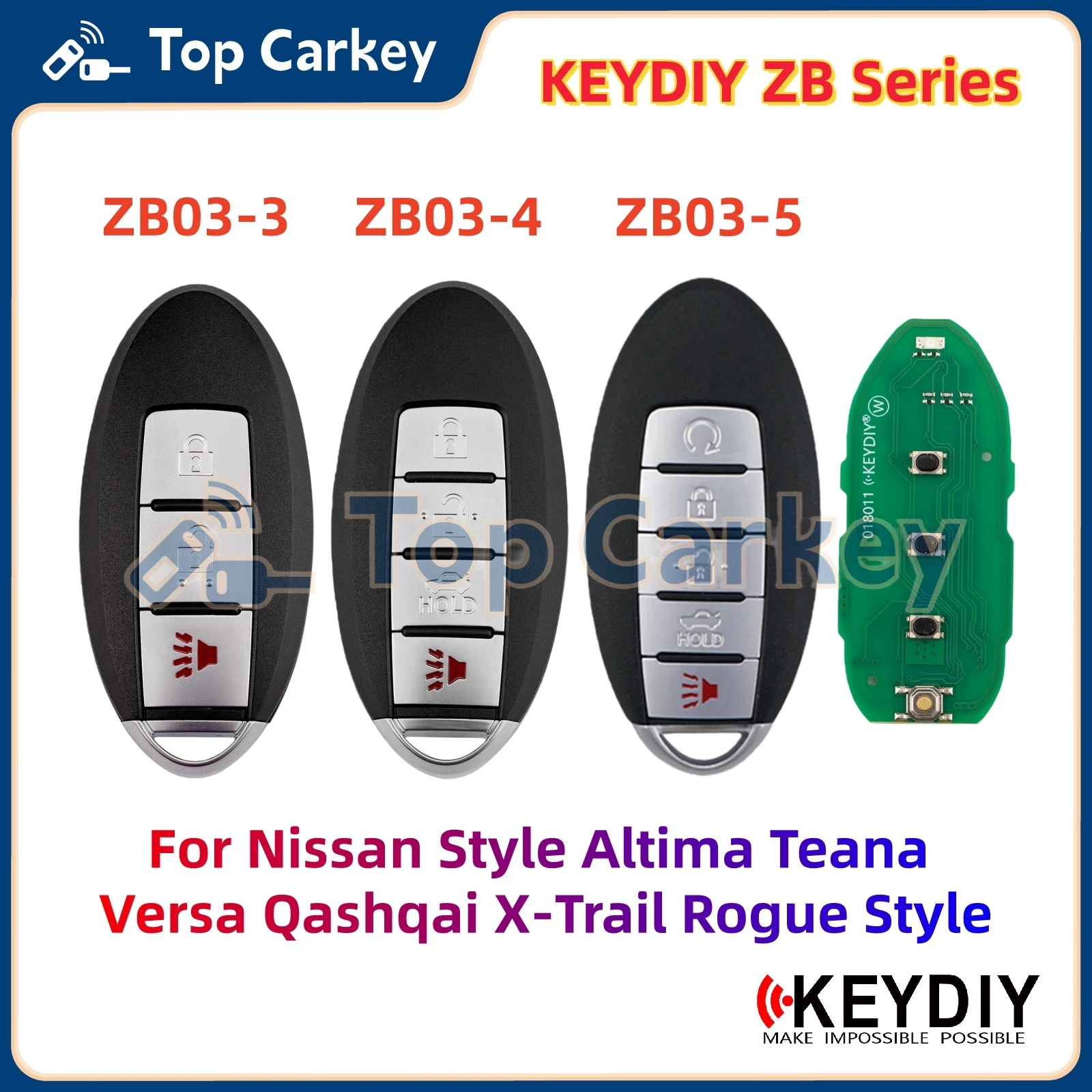 KEYDIY KD ZB03-3 ZB03-4 ZB03-5 Universal Smart Remote Key for Nissan Style Altima Teana Versa Qashqai X-Trail Rogue Style