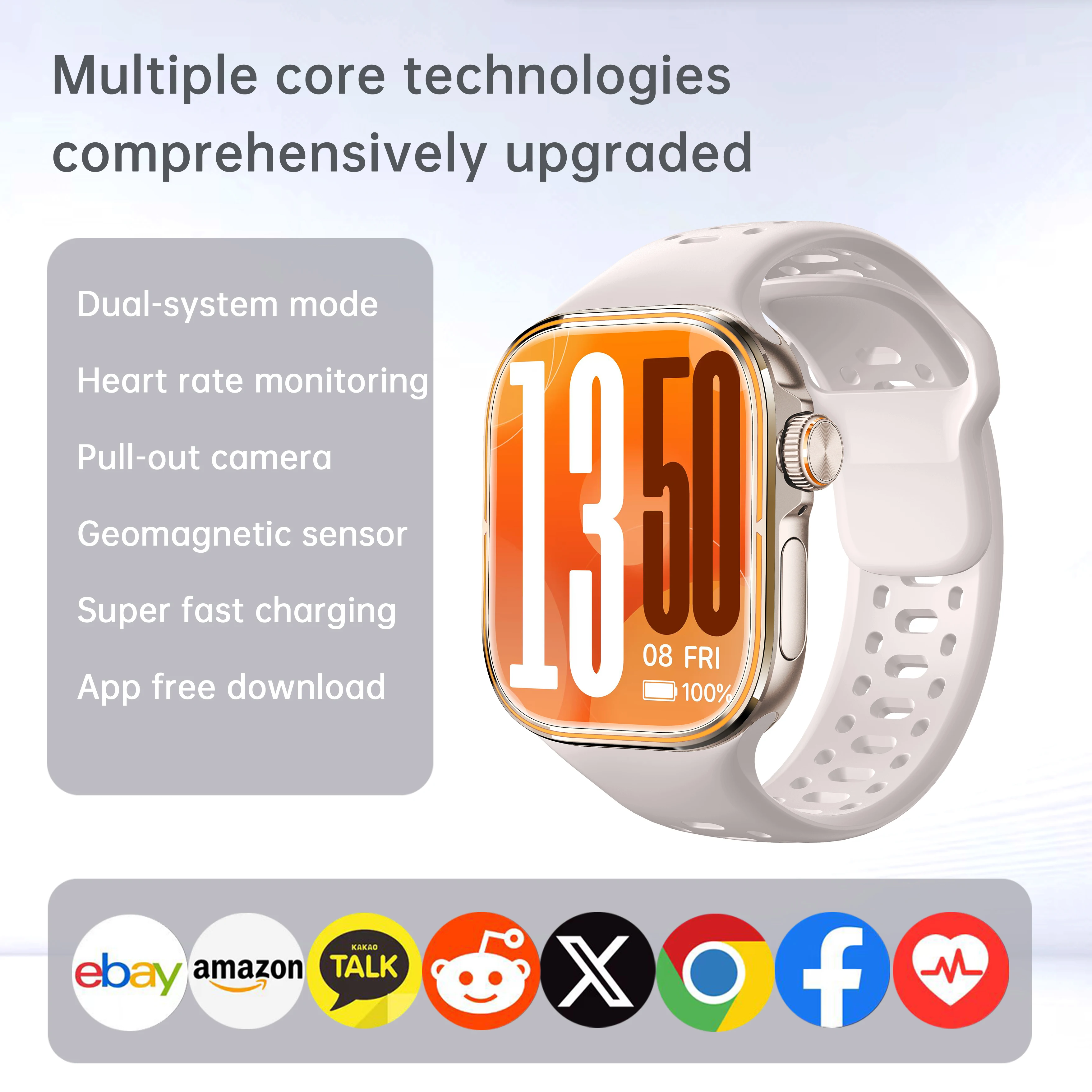 2026 Android H800 Smart Watch 4G/5G Full Network 2.06‘‘AMOLED 1000mAh 190° Rotating Camera Google Play WiFi GPS Smartwatch