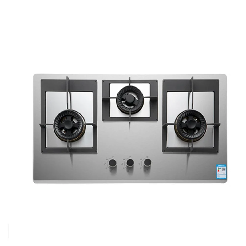 Fogão a gás de três olhos de aço inoxidável fogão a gás incorporado doméstico gás natural fogo feroz fogão a três-cabeça fogão a gás