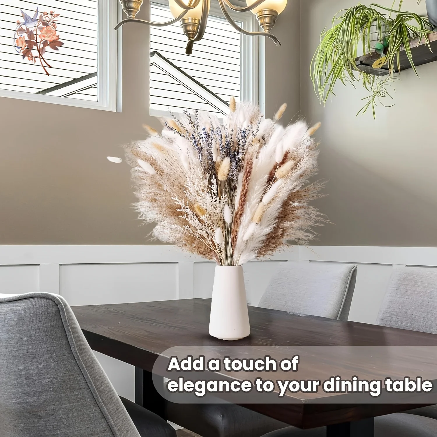 80 قطعة باقة عشب بامباس القطيفة زهور مجففة طبيعية ريفي شيك ديكور المنزل الخزامى أرنب القضبان حزمة تحف الزفاف #4