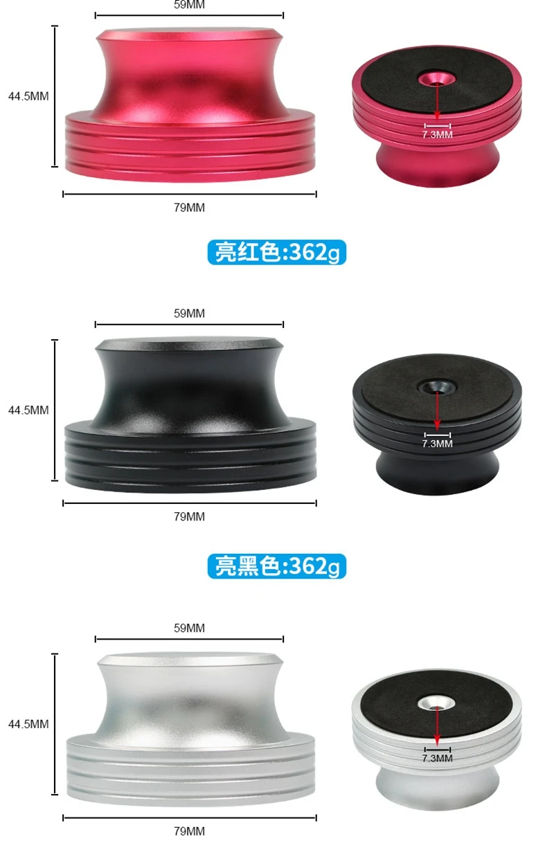 Platos giratorios para discos, estabilizador de peso, abrazadera negra de vinilo LP, accesorios de reproductor de Metal de aluminio