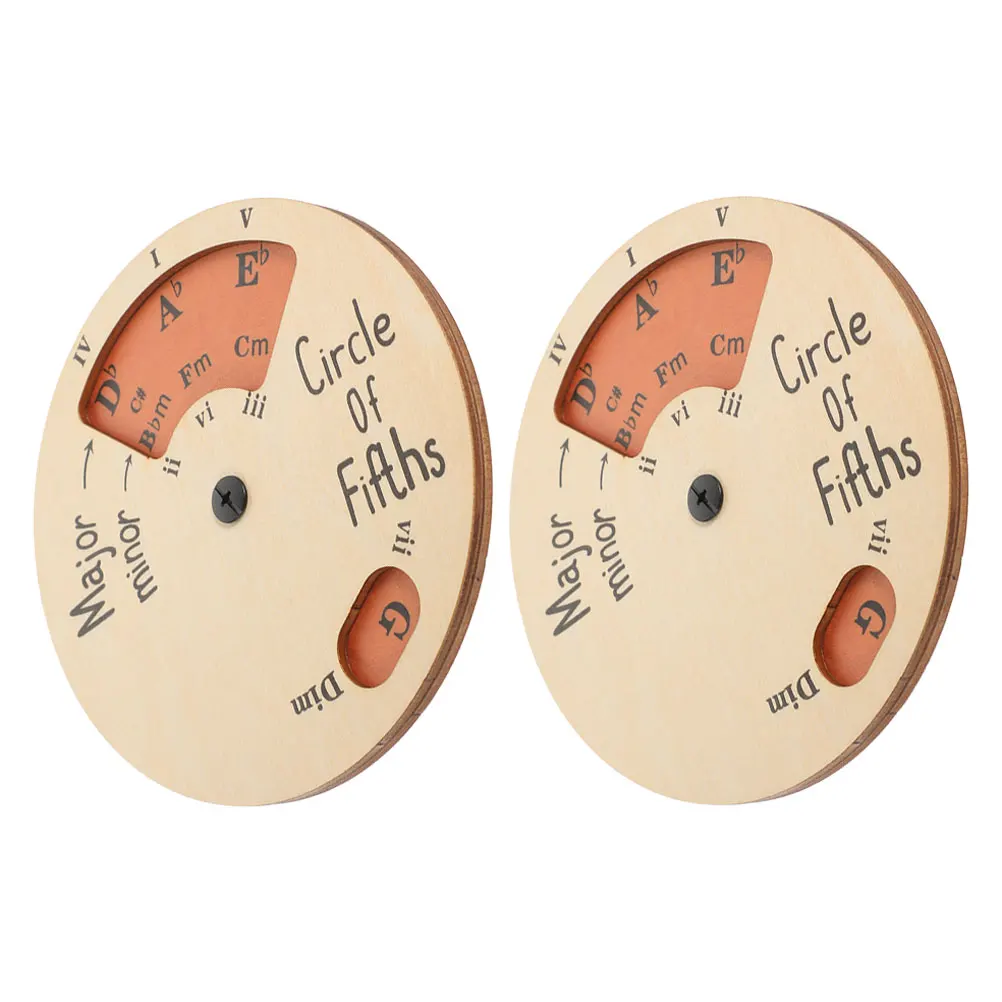 

2Pcs Wooden Melody Tools Circle Of Fifths Instrument Wheel Brown Small Desk Bedside Musician Accessories Chord Guitar Tuning