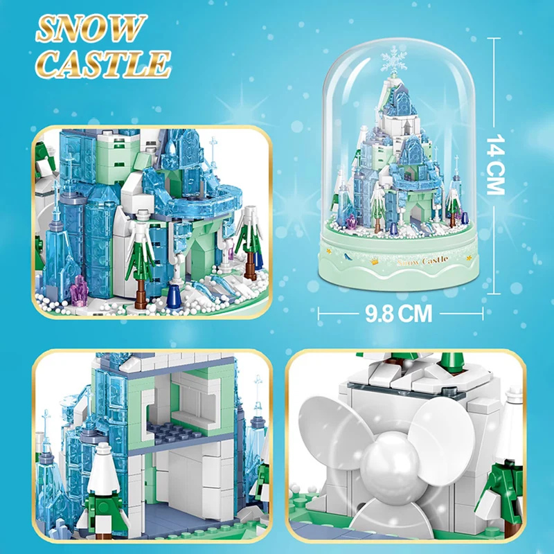 Bloques de construcción de Castillo de caja de música, Mini bloques de montaje creativo, bricolaje, casa de ensueño, juguete de ladrillos, regalos de cumpleaños del Día de San Valentín, 683 piezas