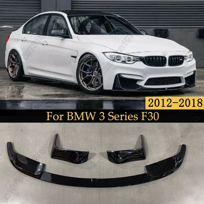 

For BMW 3 Series F30 2012-2018 M3 M4 Style Car Front Bmuper Lip 4x High Quality ABS Spoiler Glossy Black Or Carbon Fiber Look