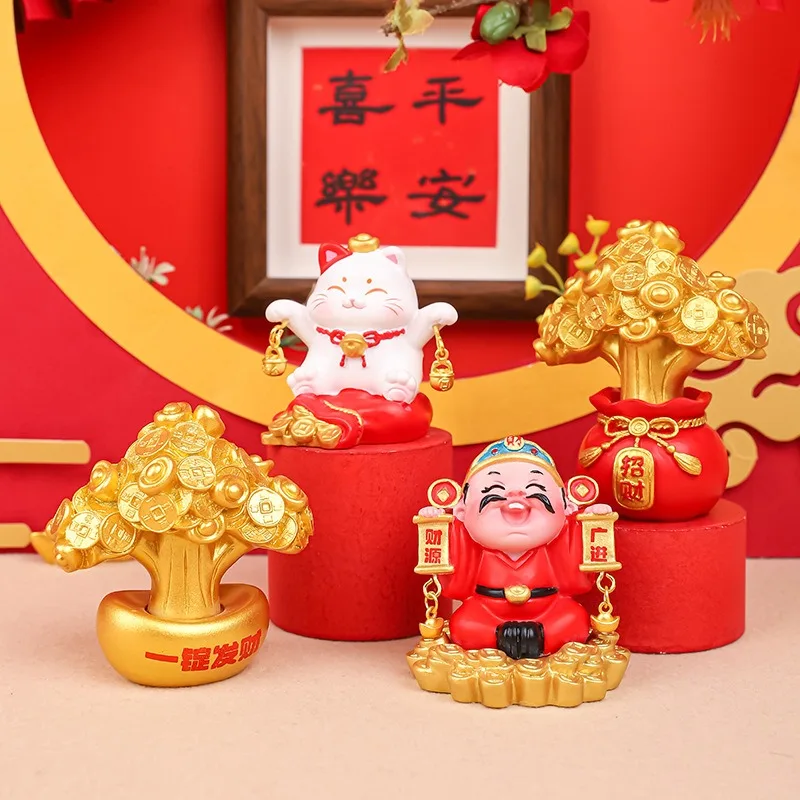 

Maneki Neko Statue - Tiny Money Lucky Cat, Caishen Cat, Cute Wealth Cat Figurine