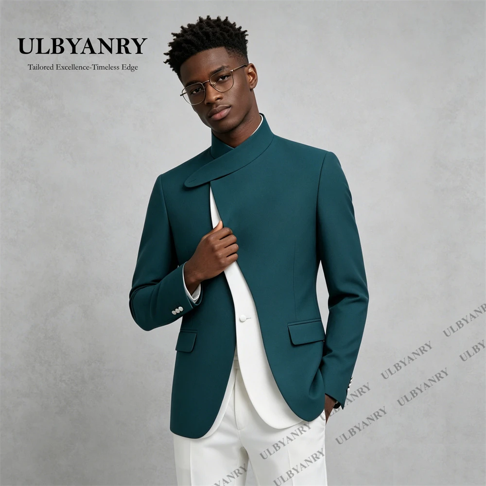 

ULBYANRY Wide Lapel Asymmetric Tuxedo with Pants, Slim Fit Wedding Groom Prom Formal Suit Attire, Customized Men's Suits