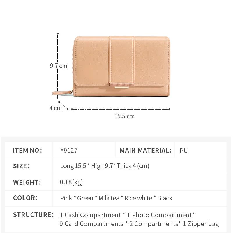 ElegantSpliced Ladies Wallet Large Capacity Simple Design Multi-Card PU Zipper Coin Purse Fashionable Cross-Border Accessory