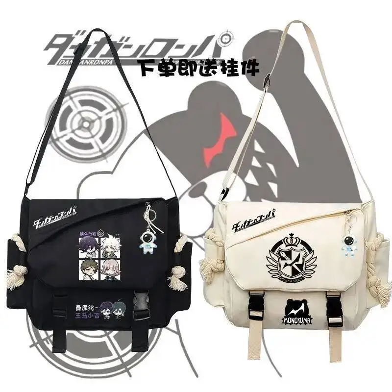 

2025 Game Danganronpa V3 Kyouko Kirigiri Monokuma Messenger Canvas Cosplay Student Travel Shoulder Casual Bag Xmas Gifts