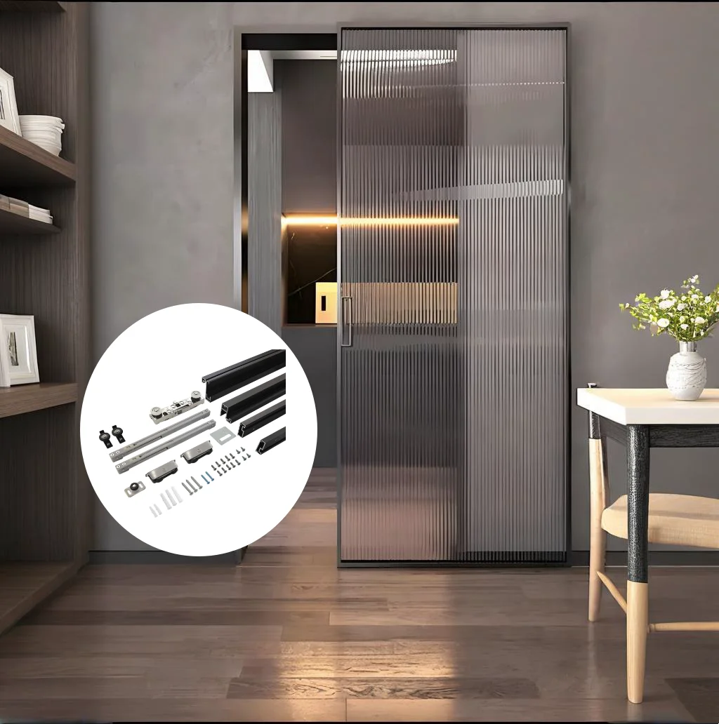 9CE Magic Ghost Sliding System with Hydraulic for 8mm Mirror Glass Sliding Door Soft Closing Mechanism White Black Gold Frames