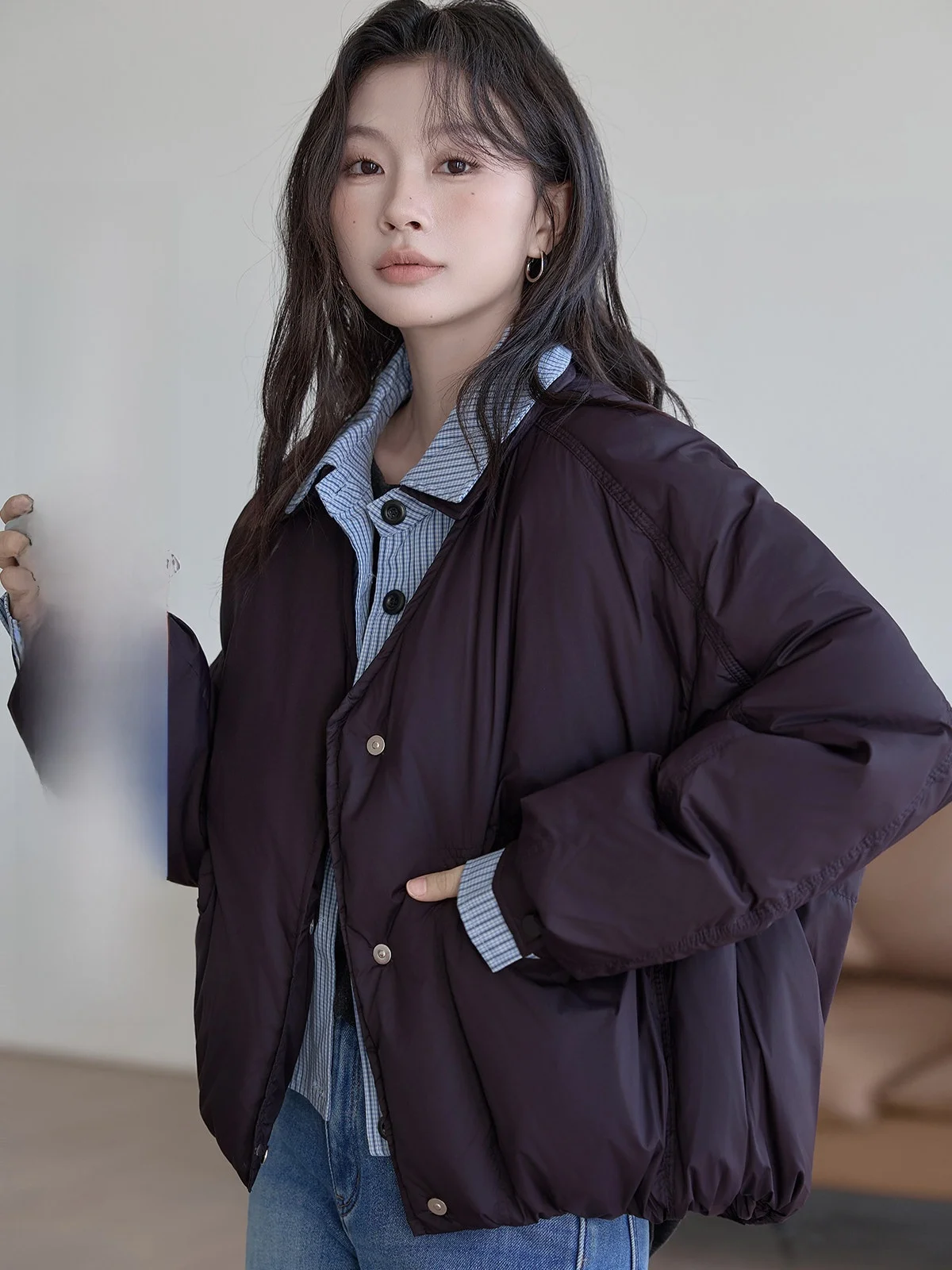 

Ele Fake Two-Piece down Jaet Women's Faionable Design Winter Coat Commute Sle Korean Version 90% White Du down