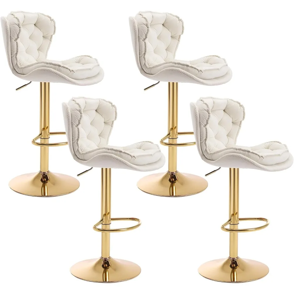 

Swivel Bar Stools Set of 4 Counter Height Barstools with Back Velvet Upholstered Adjustable Stool Chair Min Century Modern Bar