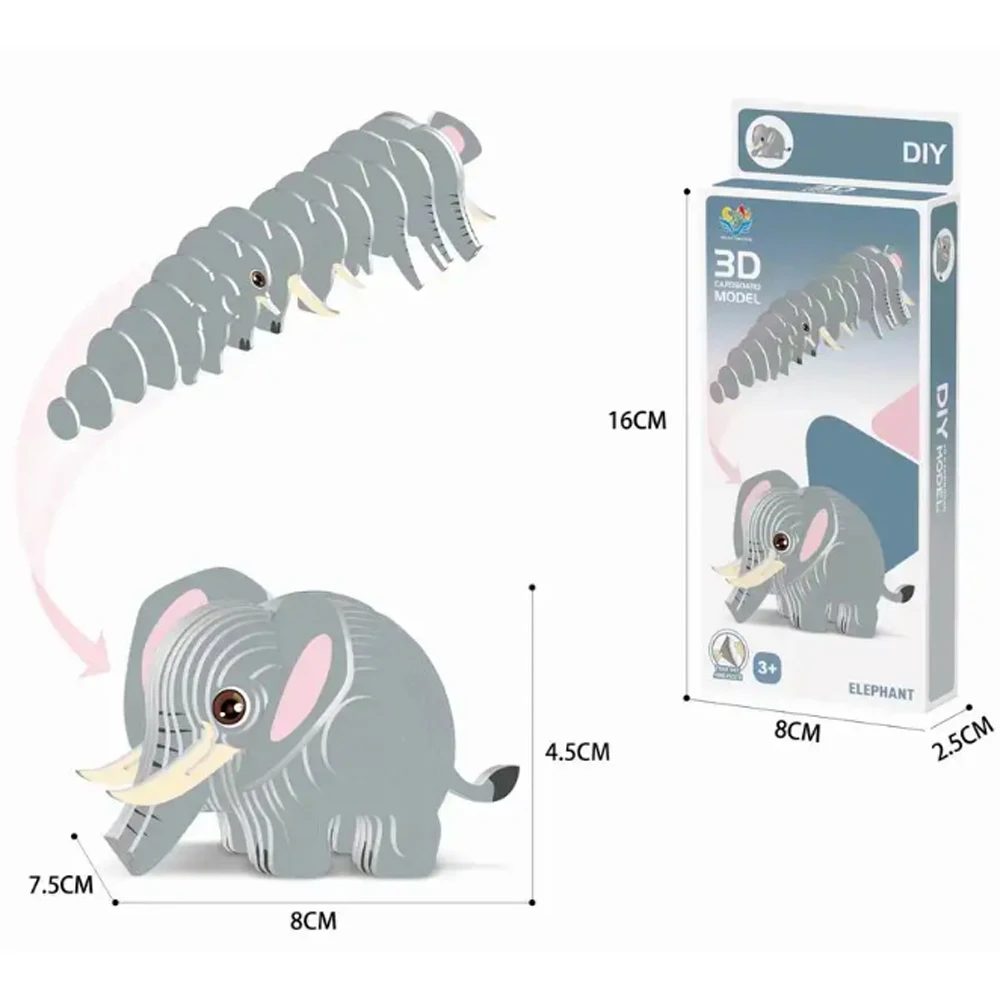 Animal Theme 3D Puzzle Cardboard DIY Craft Set for Children Adventure Toy Fun Gift