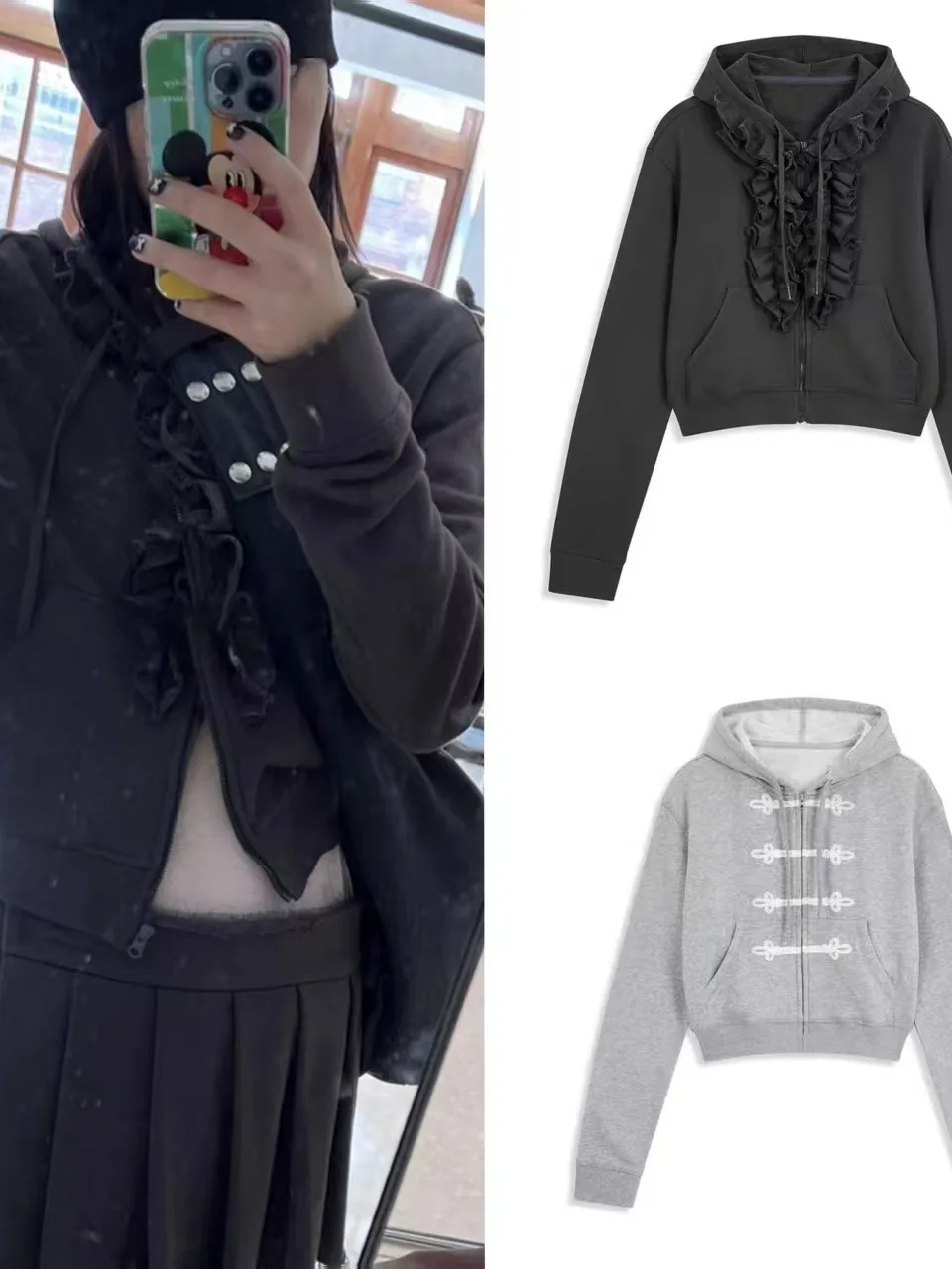 

Женская толстовка на молнии с капюшоном и завязками с 3D цветочными деталями, обычный тонкий длинный кардиган све