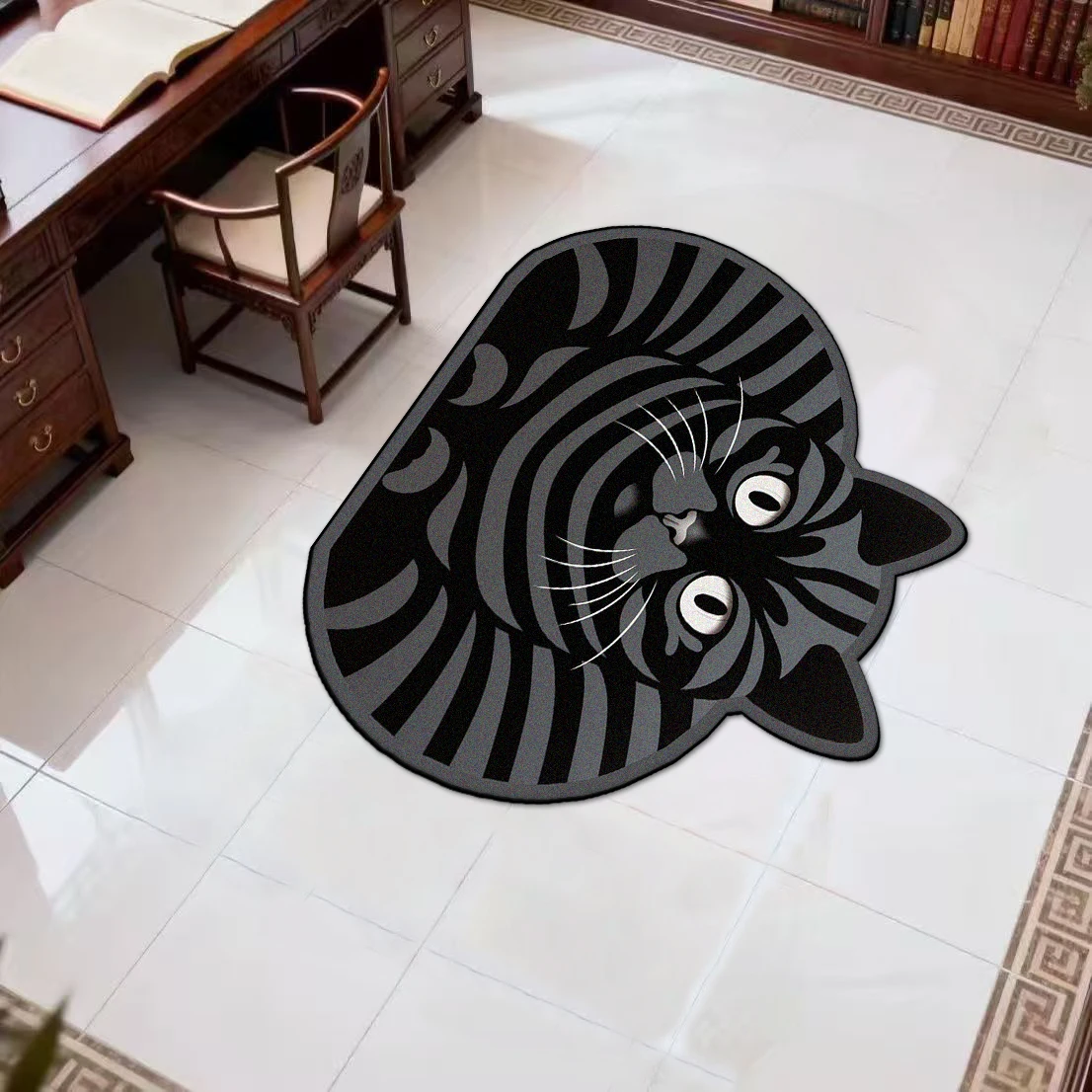 Cute Irregular Carpets Cat Pattern Living Room Children Bedroom Rug Ins Soft Fluffy Bedside Short Plush Black Floor Mats Lounge