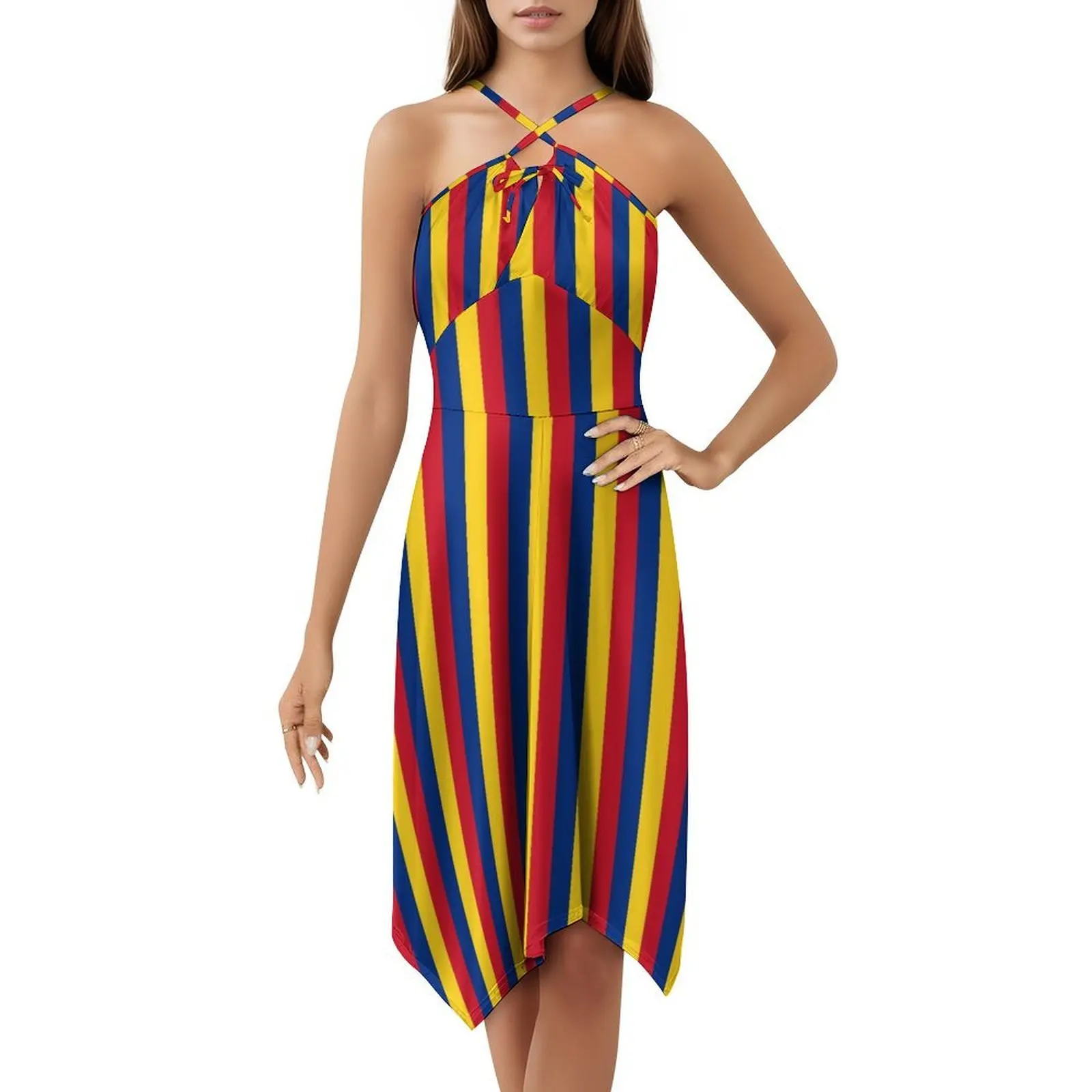 Roemenië Vlag Geschenken Maskers Stickers & Producten Vintage Boheemse Jurk Bladerdeeg Mouw of Mouwloze Opties Voor Vrouwen Jurk Drapelul