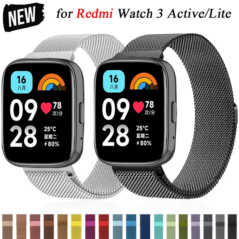 Milanese Loop Band for Redmi Watch 3 Lite Steel Metal Strap for Xiaomi redmi watch 3 Active for Galaxy Watch 6 5 4 40 44mm