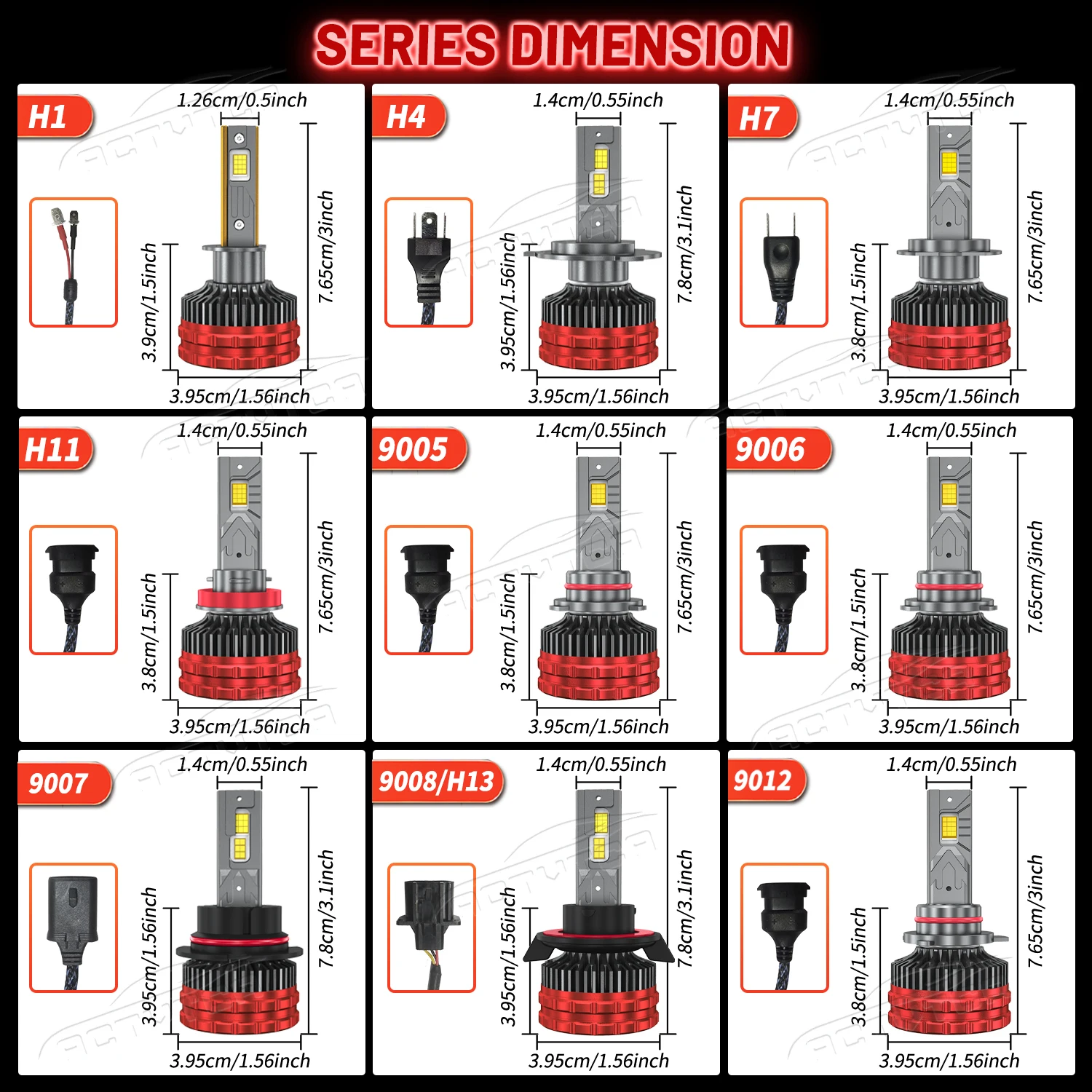 ACTVTCA H4 H7 LED CANBUS H11 H1 9005 HB3 9006 HB4 9007 9008 9012 LED-koplampen 3000 W High Power 4000000LM Auto koplamp