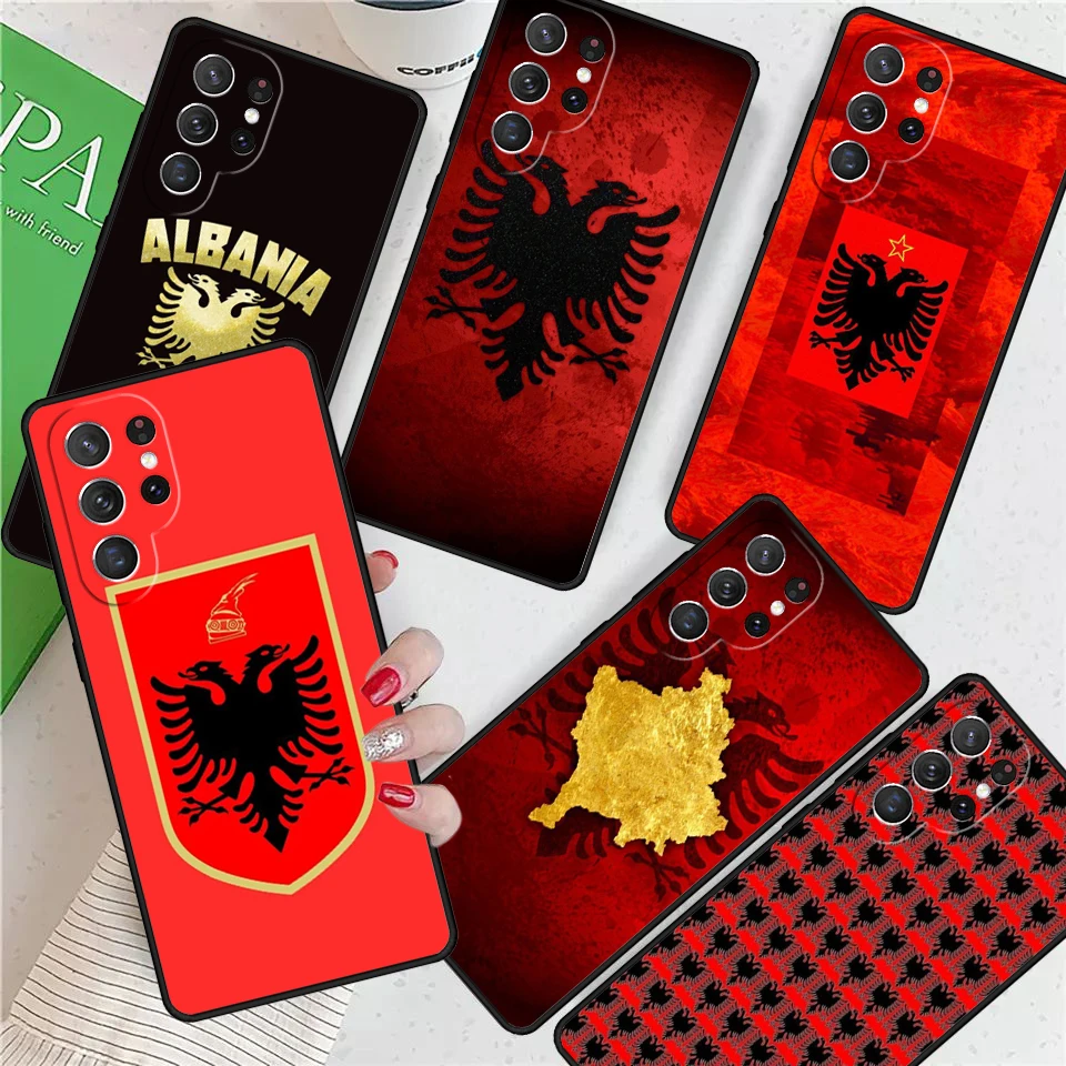 Albania Albanians Flag For Samsung Galaxy S24 Ultra S21 S22 S8 S9 S10E Note 10 20 Plus FE S23 Phone case Cover Coque