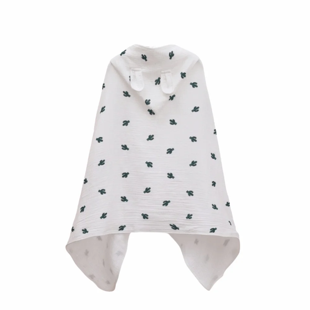 Cartoon Printed Baby Gauze Bath Towel Soft Four Layer Hooded Bathrobe Comfortable Absorbent Cartoon Cloak Towel Sleepwear
