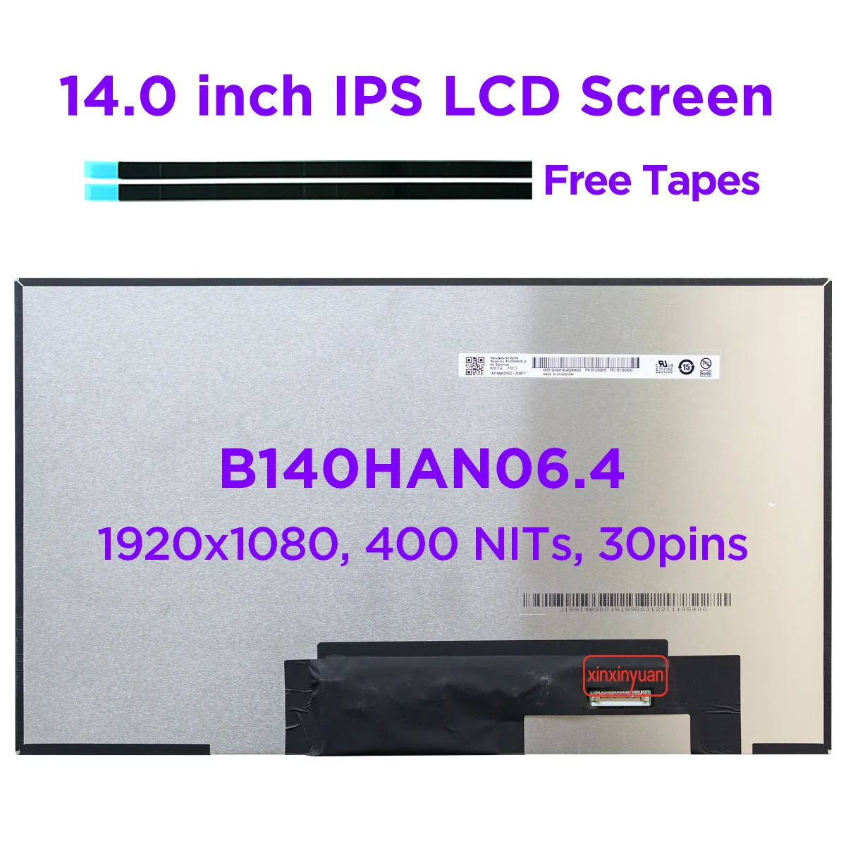 

14.0 IPS Laptop LCD Screen B140HAN06.4 100% sRGB 400 NITs FHD1920x1080 Display Panel Replacement FRU 5D10X08050 30pins eDP