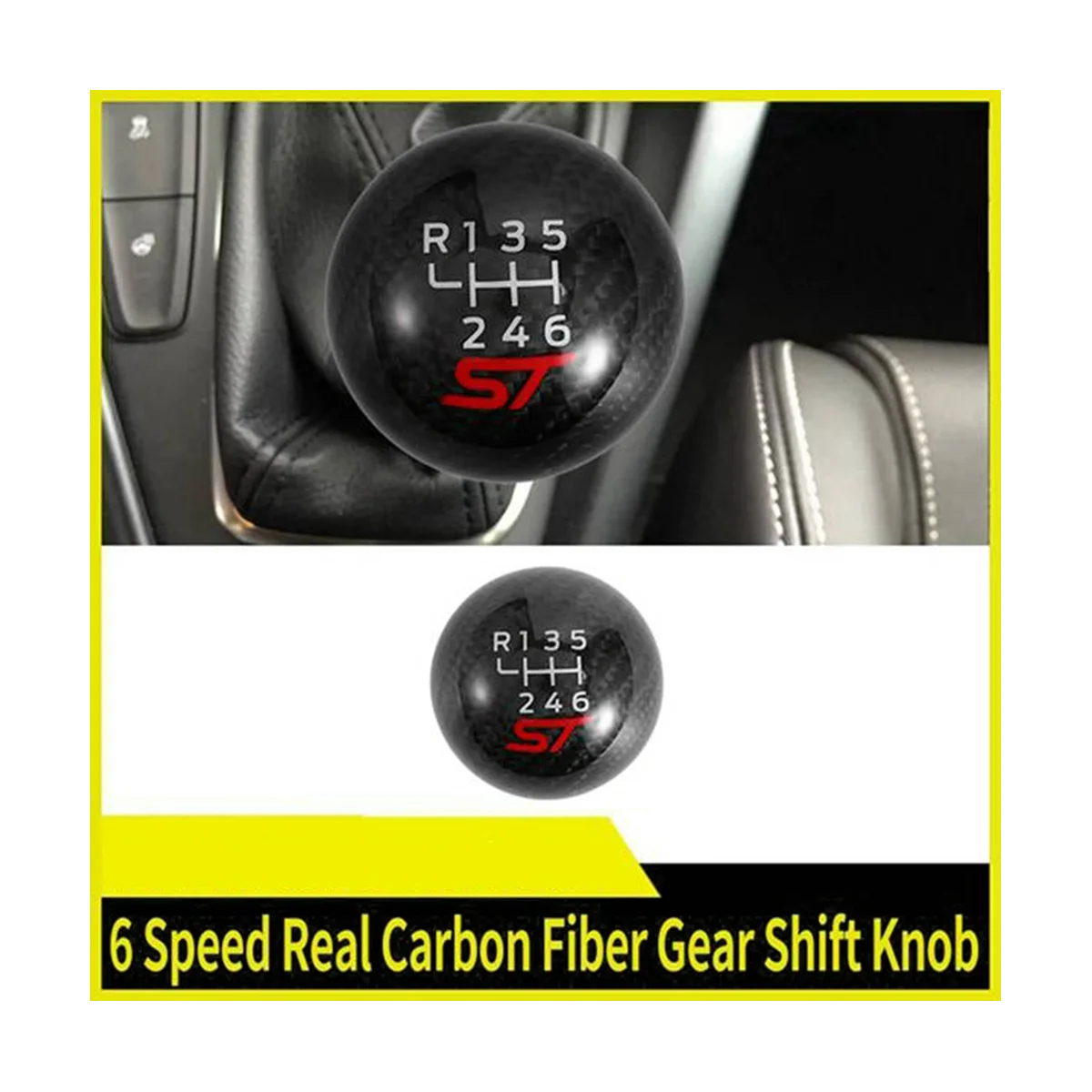 6 Speed Car Racing ST Carbon Fiber Gear Shift Knob for Focus ST Fiesta