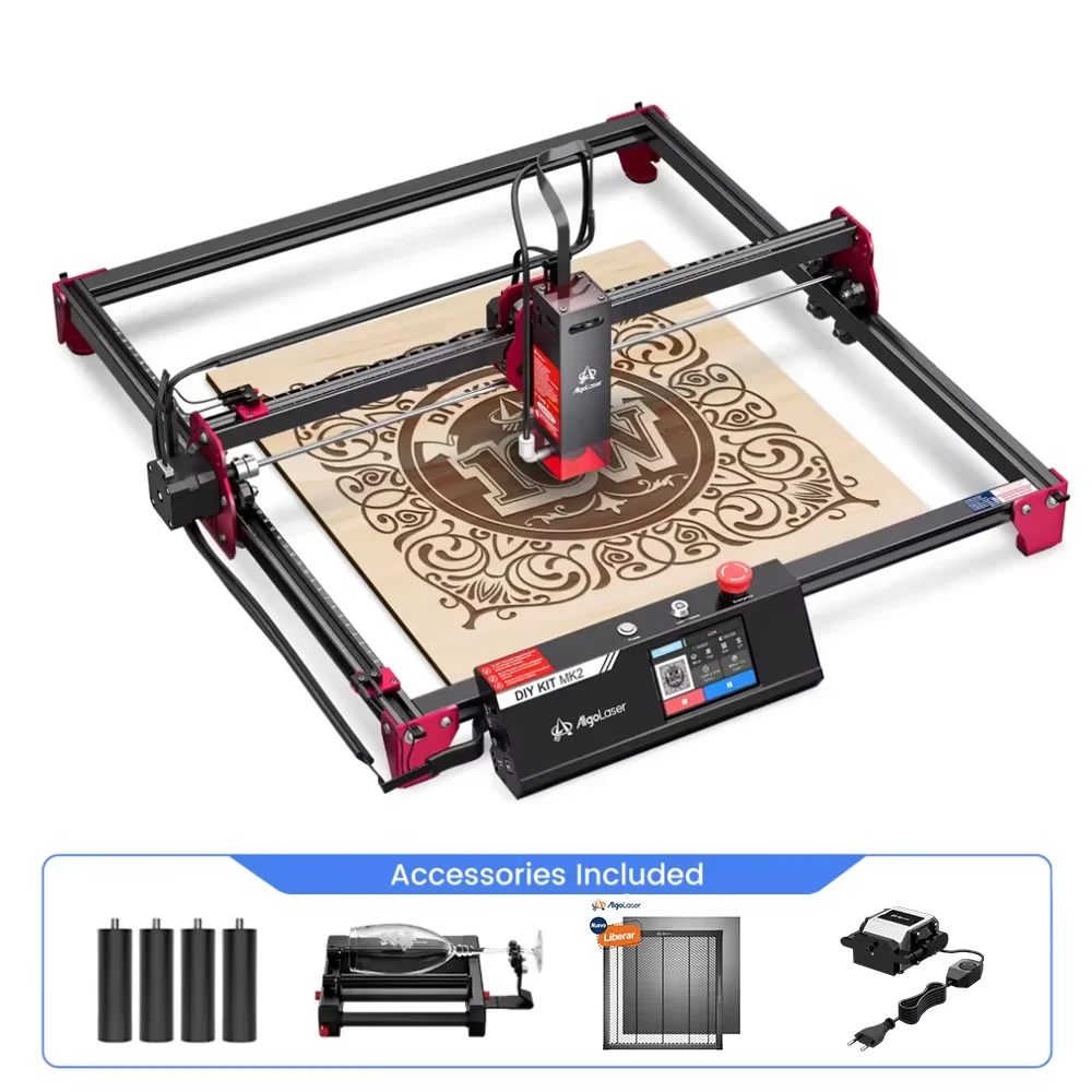 AlgoLaser DIY KIT MK2 10W Lasergraveermachine met luchtassistentie-spuitmond, hoge precisie lasergraveer- en snijmachine voor doe-het-zelf houtlogo's
