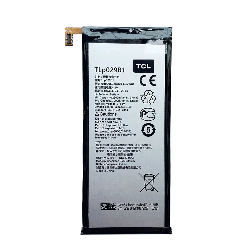 

Original TLp029B1 TLp029B2 2960mAh For TCL Alcatel OT-5095 5095B 5095I OT-5095K/L/Y Touch Pop 4S Li-ion Mobile Phone Battery