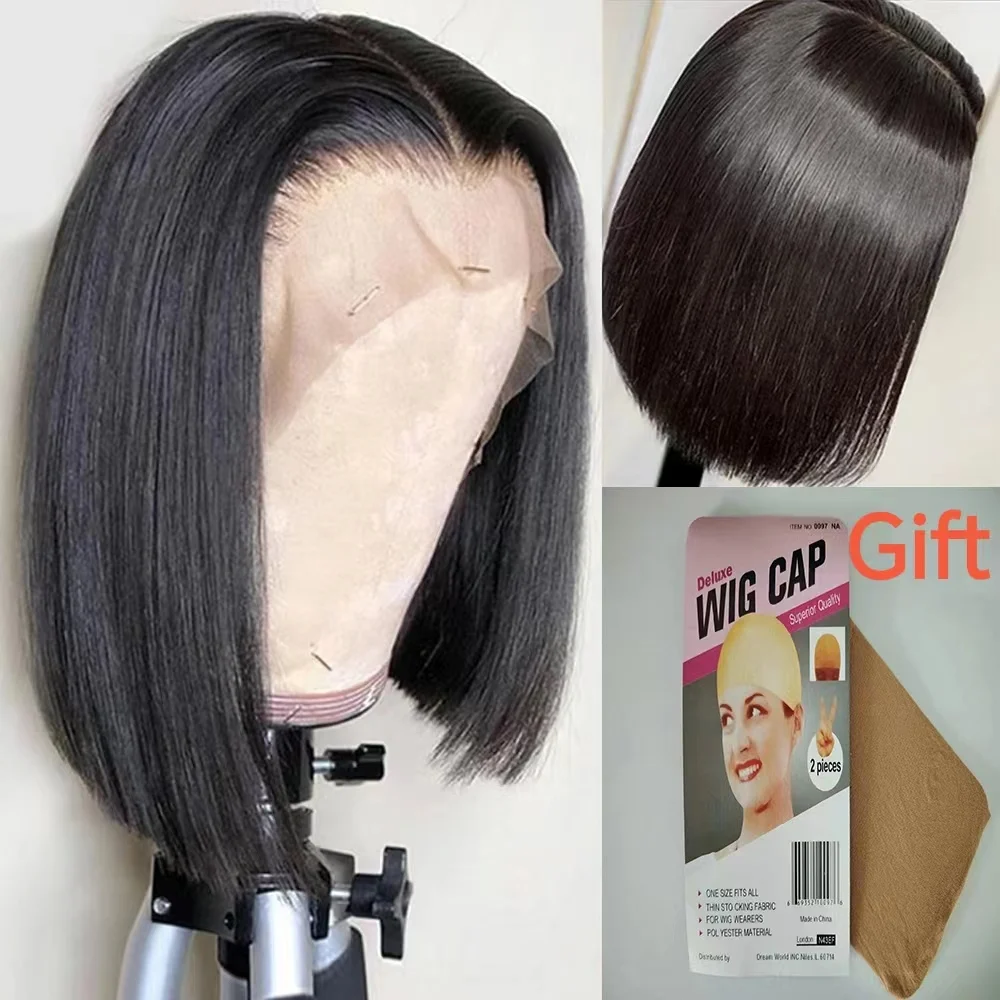 Quande 13X4 Menselijk Haar Kant Rechte Bob Pruiken 180% Dichtheid Natuurlijke Kleur Frontale Pruik 10-14 Inch Remy Braziliaanse Pruiken Te Koop