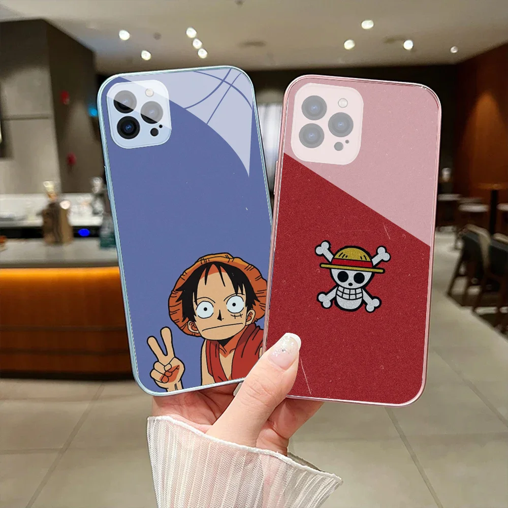 O-One Anime P-Pieces Phone Case For IPhone 15 14 13 12 Mini 11 Pro Max X XS XR 6 7 8 SE Plus Glass Hard Cover