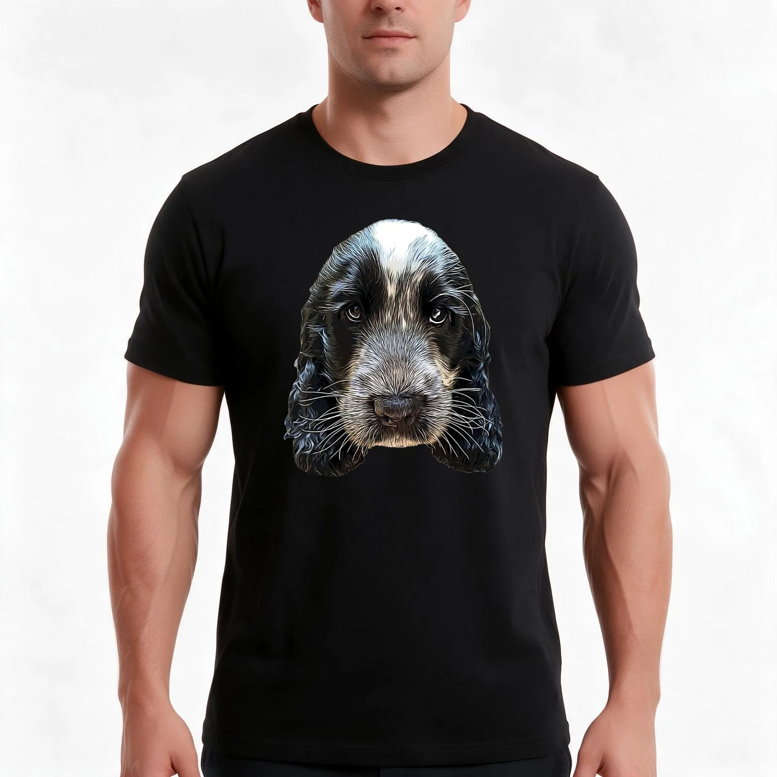 Cocker Spaniel Blue Roan Puppy Dog T-Shirt Summer Casual Cotton Tee Oversized Streetwear Tops Vintage Graphic Print