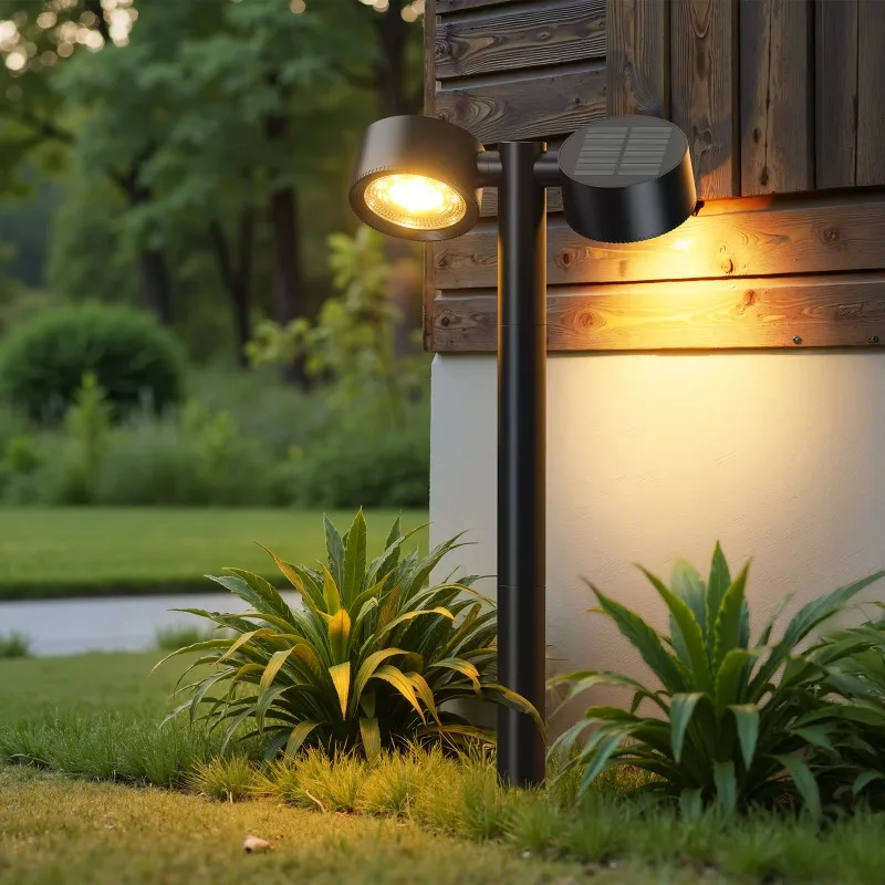 

Outdoor Garden Lights Bright Landscape Bollard Lamp Rotate Solar Pathway Lights