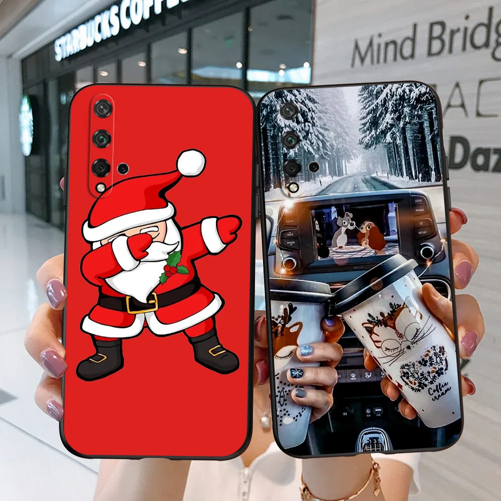 For Honor 20 Case Silicon Cover Phone Case For Huawei Honor 20 YAL-L21 YAL-L41 black tpu case merry christmas winter snow