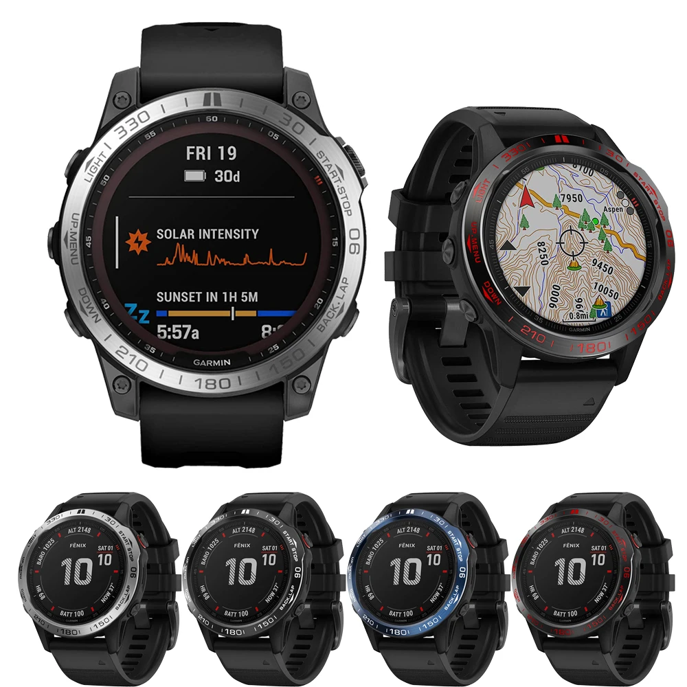 Roestvrijstalen Ringhoes Voor Garmin Fenix 7 7X6 6 6X5 5x Plus Epix Gen 2 Pro 47Mm Smart Watch Metalen Ring Gebeeldhouwde Tijd