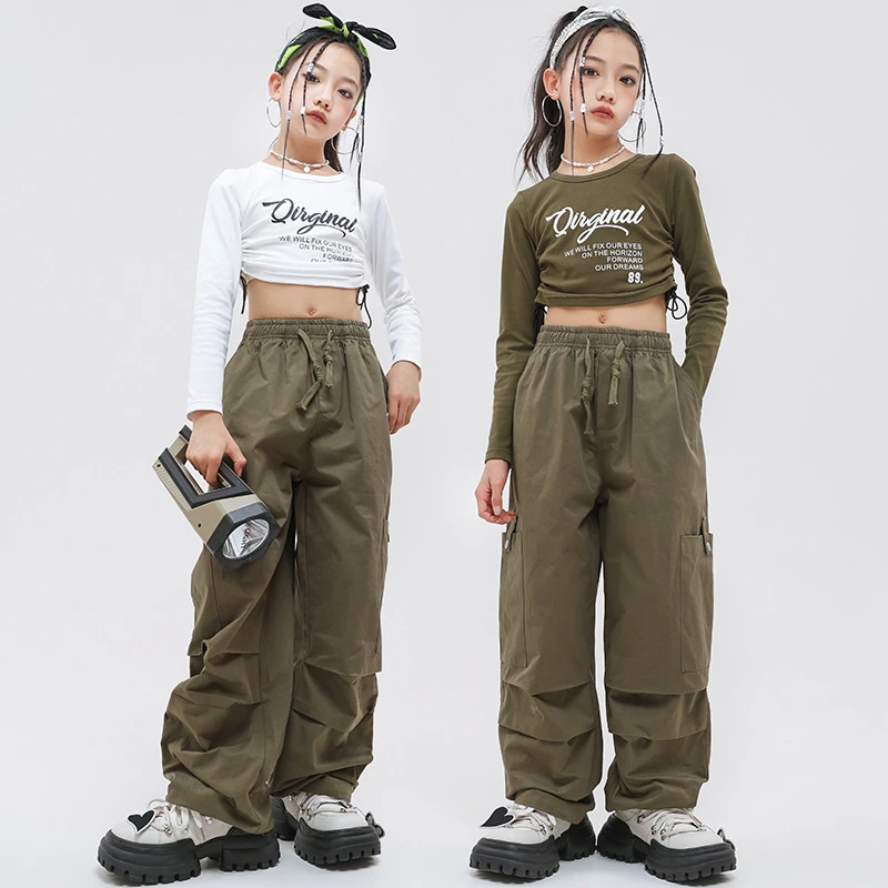 Bambini Street Dance Hip Hop vestiti ragazze manica lunga T Shirt pantaloni Jazz Modern Dance Performance Costume adolescenti abbigliamento Casual