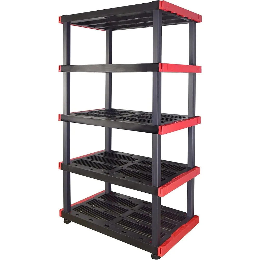 5-Tier Highly Durable Storage Rack, 200lbs/shelf, Interlocking Shelving Unit and Weather-Resistant Design