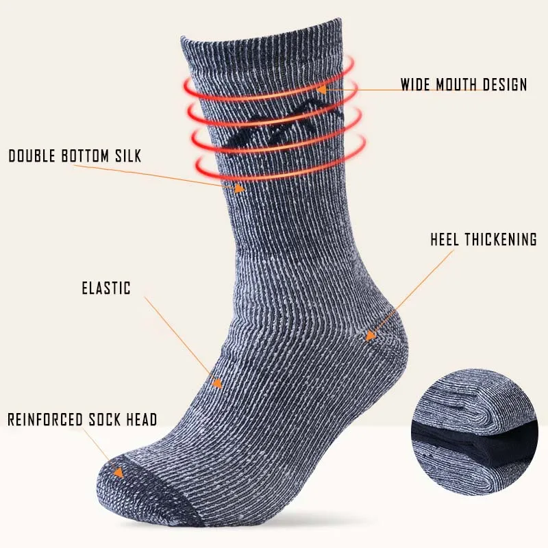 2 Pairs Wool Socks Thicken Warm Hiking Cushion Crew Socks For Men Women Wool Sports Socks Moisture Wicking Euro Size