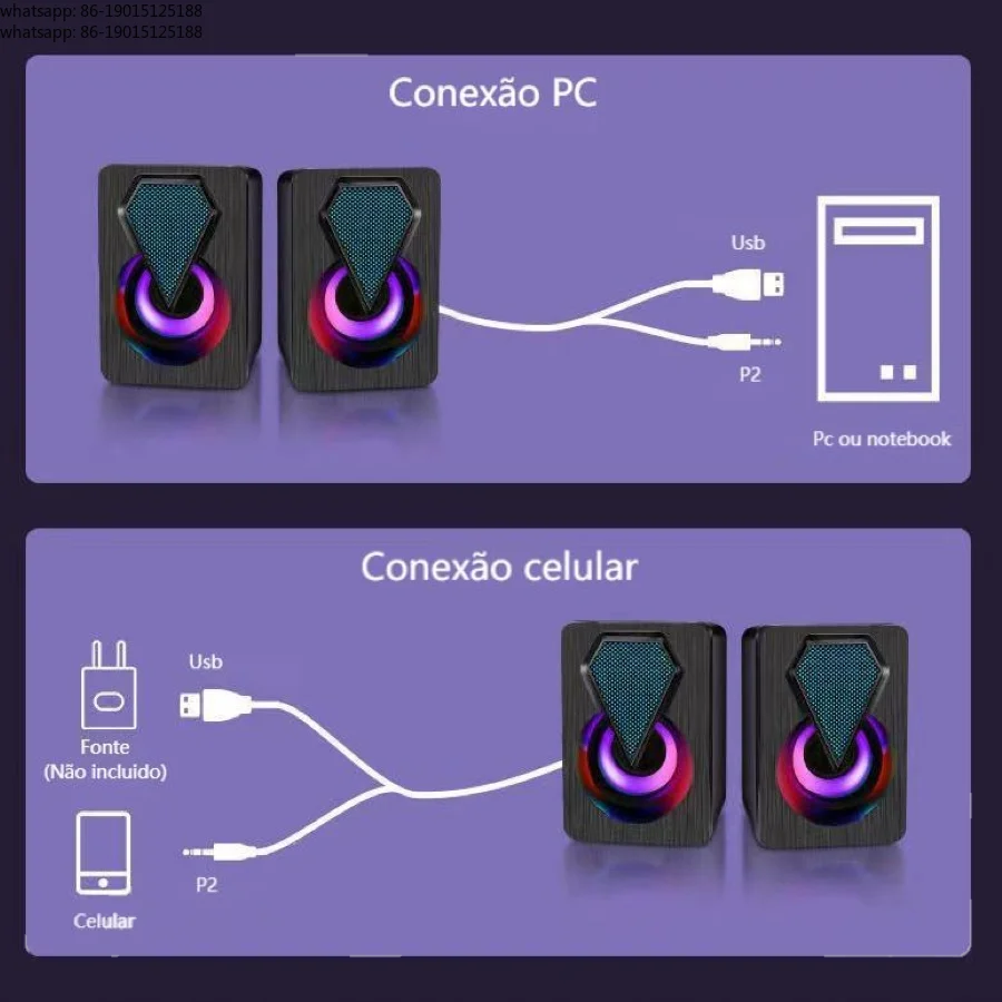 Gamer PC Soundbox mit Stereo RGB Light 2.0 für Notebook-Computer