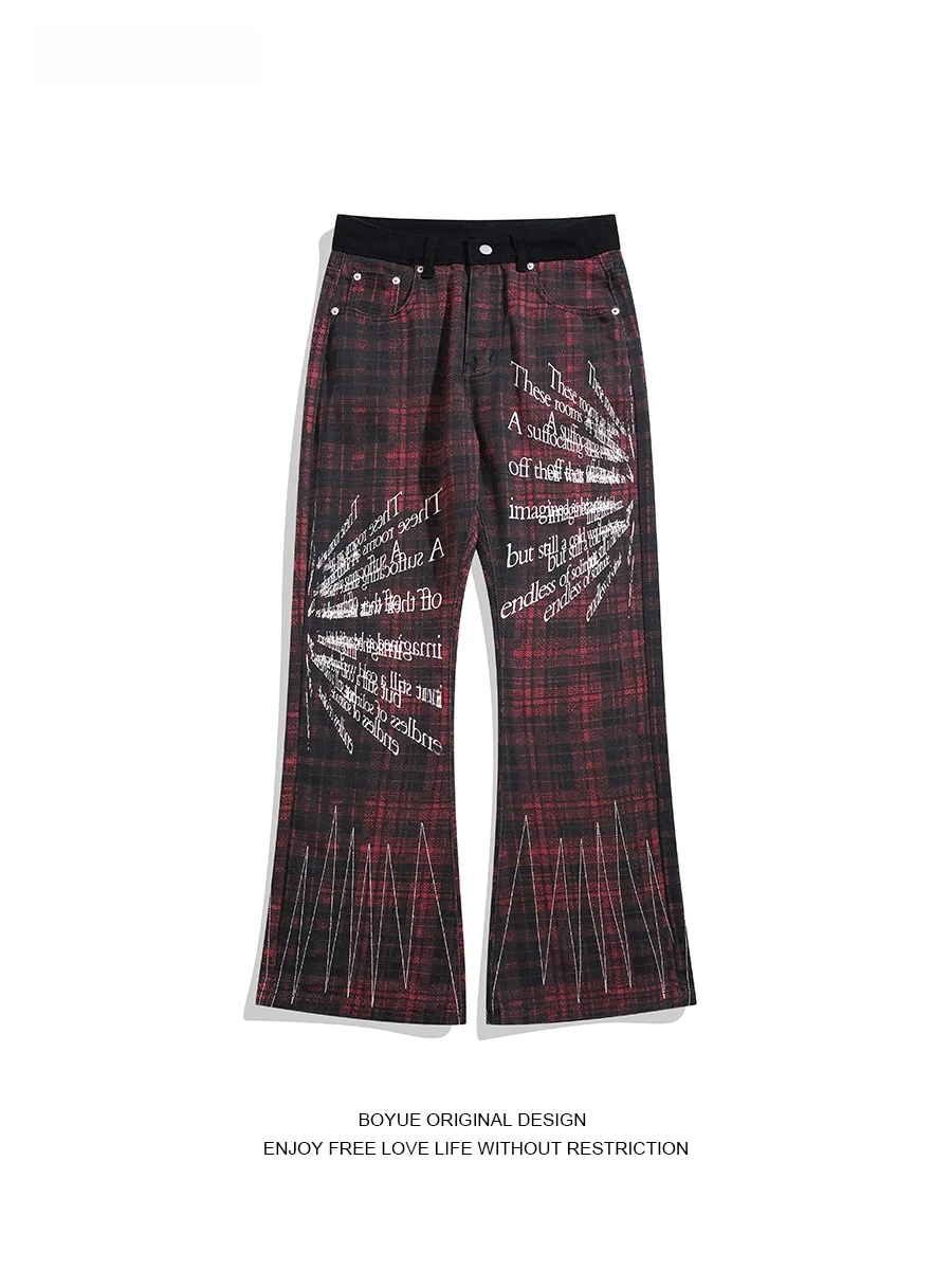 

Джинсы Boyue в американском ретро-стиле с буквенным принтом, свободные, унисекс, уличные, длинные брюки, повседневные, из смесового хлопка и полиэстера