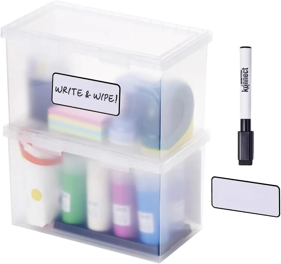 

Clear Plastic Storage Containers with Lids, Stackable Organizer Bins, Large 2-Pack