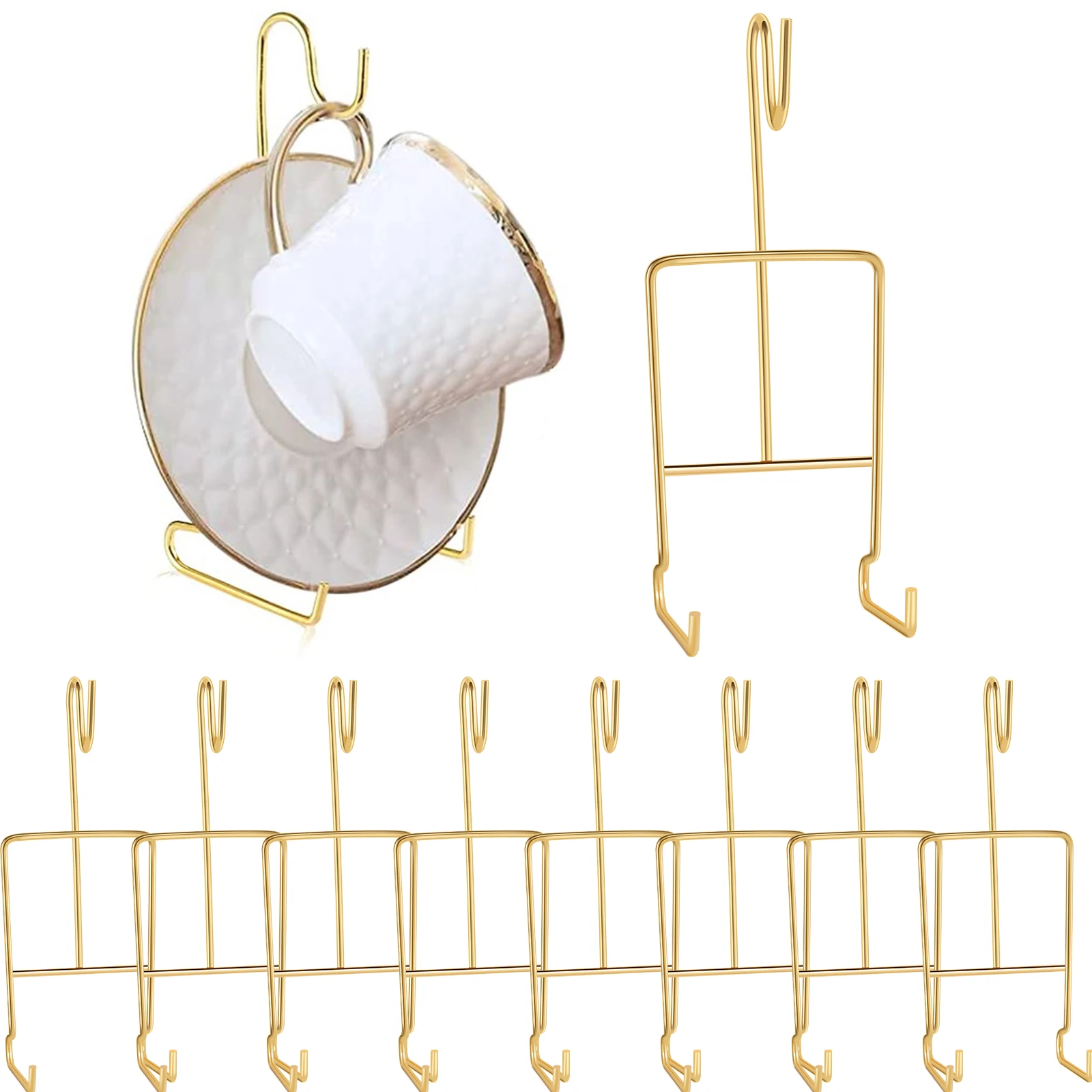 8Pcs Metall Tee Tasse und Untertasse Display Rack Kaffee Tasse Untertasse Halter Luxus Tee Tasse Halter Display-ständer Geeignet für Tablett Tee
