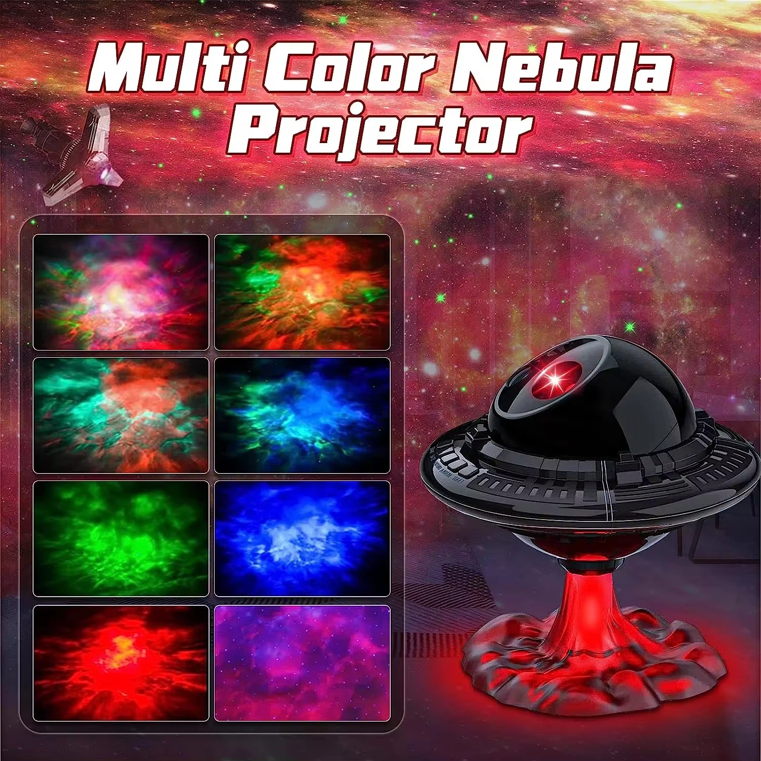 

2024 New Remote Control Flying Saucer Projection Night Light 8 Kinds Starry Sky Adjustment Household Atmosphere Light Decoration