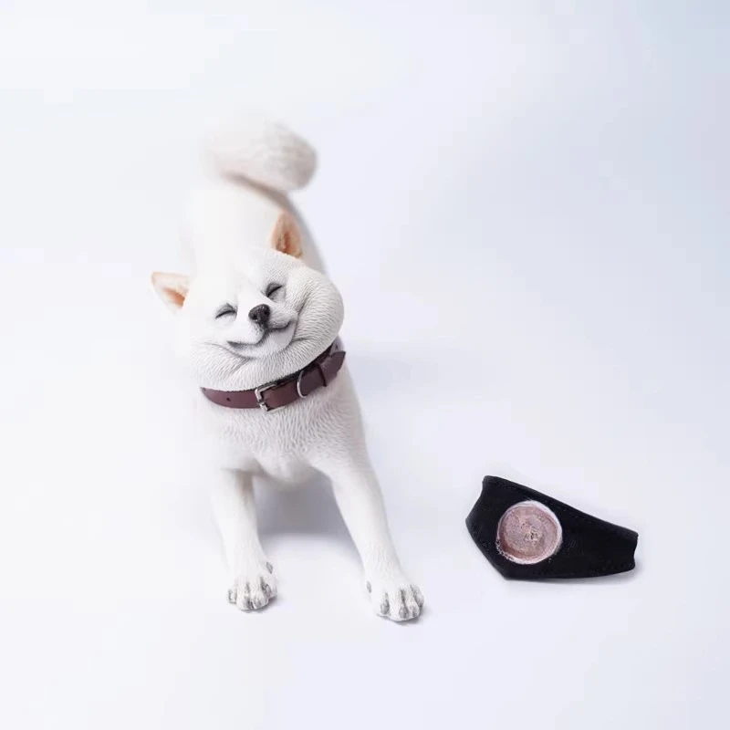 JXK Handgefertigtes 1/6 Maßstab Harz-Tiermodell: Spielvoller Shiba Inu Hund mit Schal für Desktop-Display und Sammlung – Detail 5