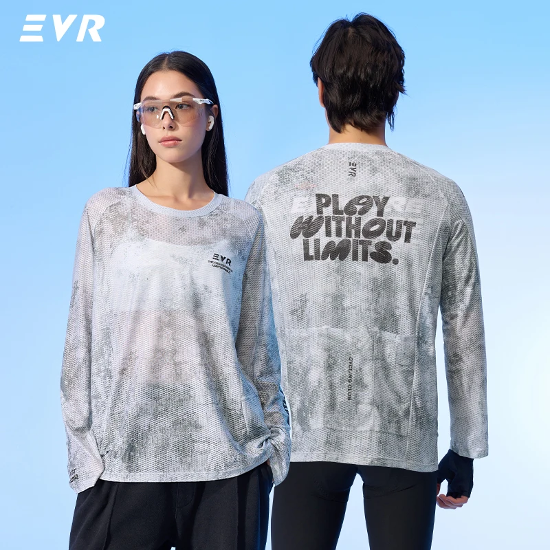 EVR Unisex Lange Mouw Fiets Shirt Snel Droogend Ademend Losse Pasvorm Fiets Jersey Casual Racefiets MTB Rijtop voor Heren Dames