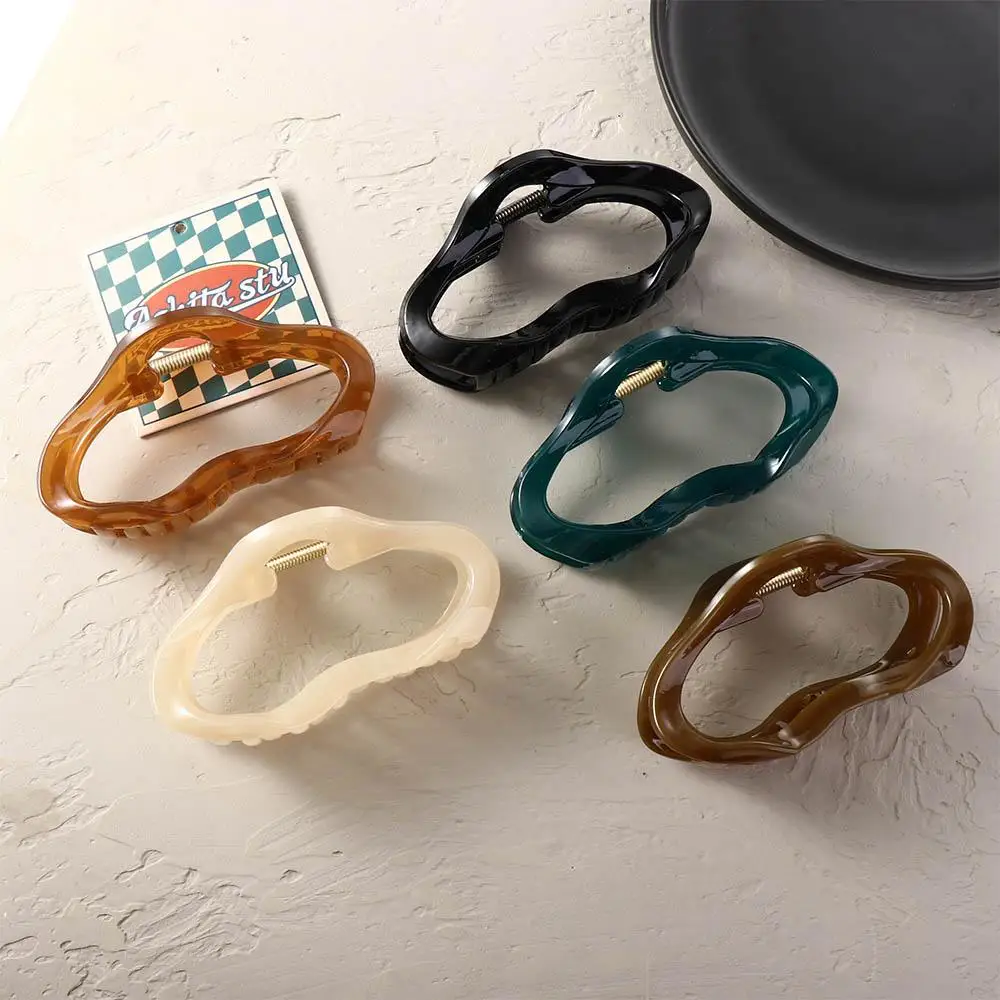 

Hair Clip Shark Clip Amber Clouds Shape Wave Line Hair Clip Plastic Hair Claw Korean Style Headwear Female Hair Accessories