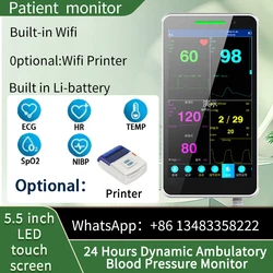 Optional Printer Portable 5.5-inch Touch Screen Patient Monitor Human/Vet/Newborn Use Multiple Parameter Vital Signs Monitor