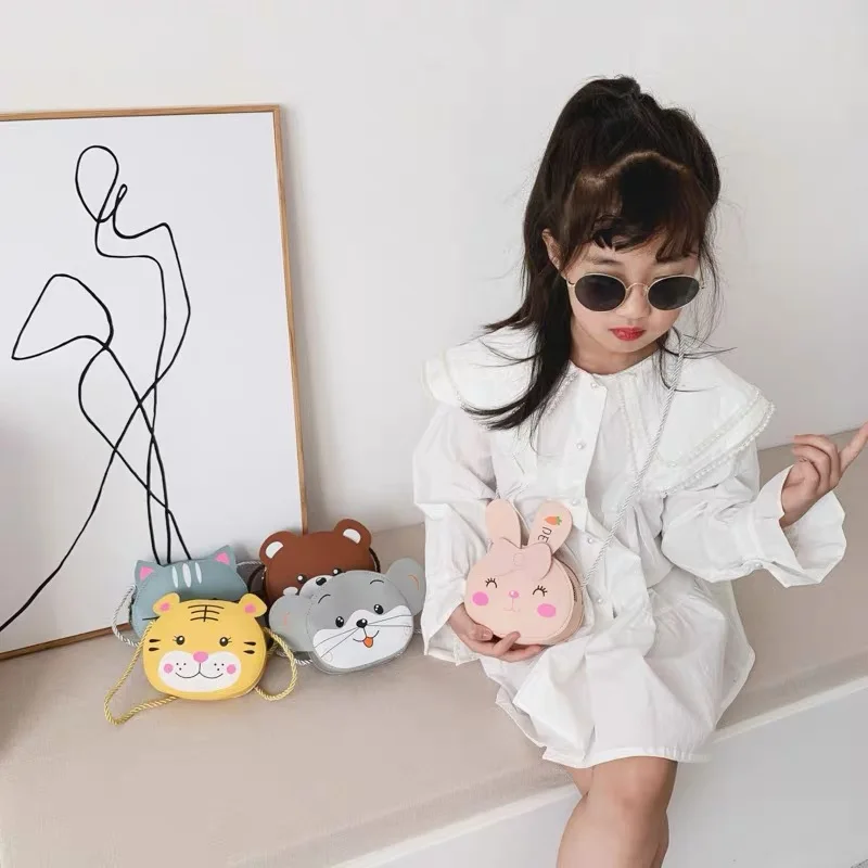 Mini Crossbody Bag for Children Cute Cartoon Animal Rabbit Baby Girls Shoulder Bags Boys Kids Small Coin Purse Handbags Wallet