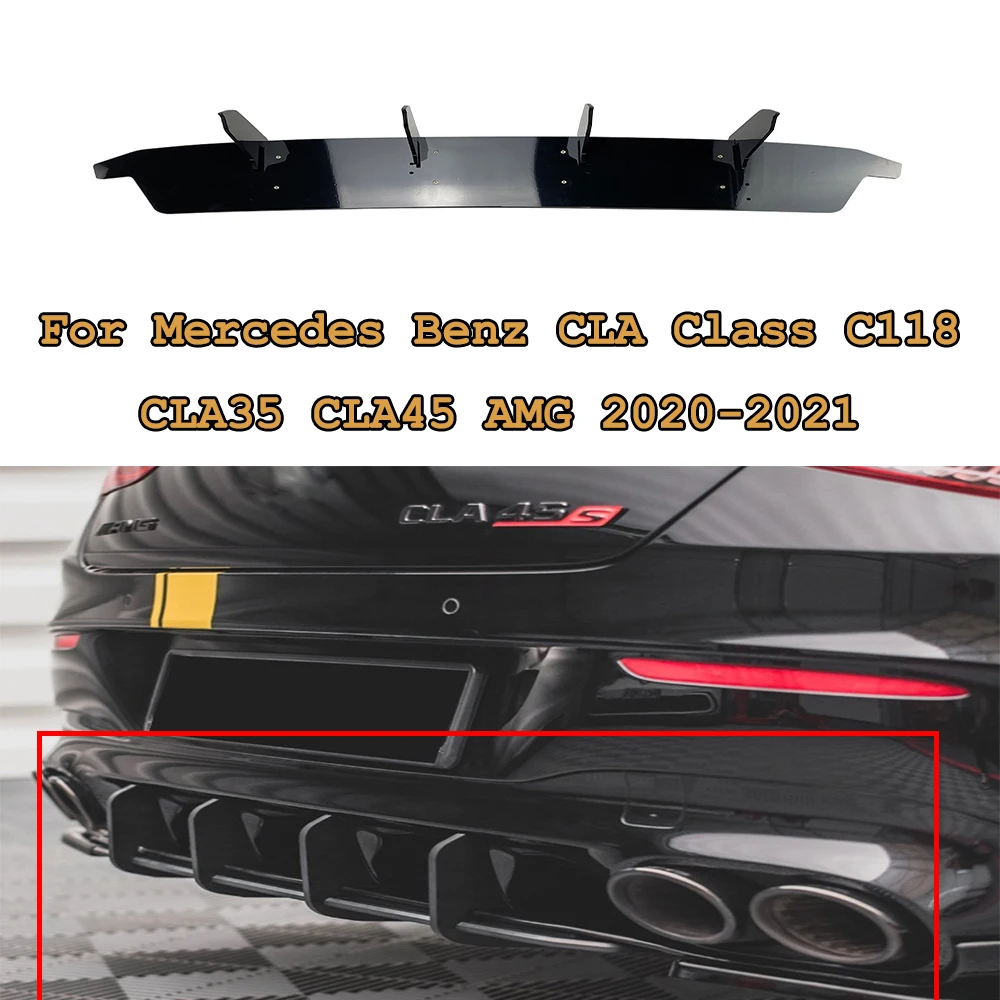 

For Mercedes Benz CLA Class C118 CLA35 CLA45 AMG 2020-2021 Car Rear Bumper Lip Diffuser Spoiler Splitter Protector