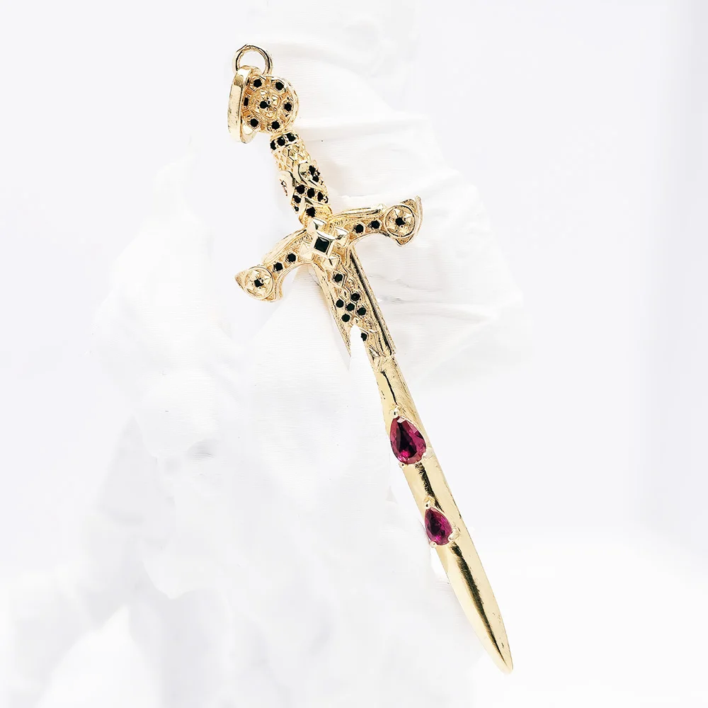 Pendant Gold Sword Brand New Summer Fine Jewelry Vintage Design Accessorie 925 Sterling Silver Gift For Women Men